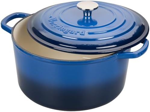 Blue enameled round cast iron bread pot — photo 4