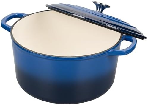 Blue enameled round cast iron bread pot — photo 5