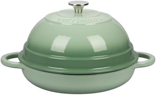 Enameled cast iron 6 quart green dutch oven