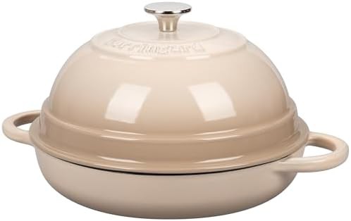 Latte enameled round cast iron bread oven — photo 4