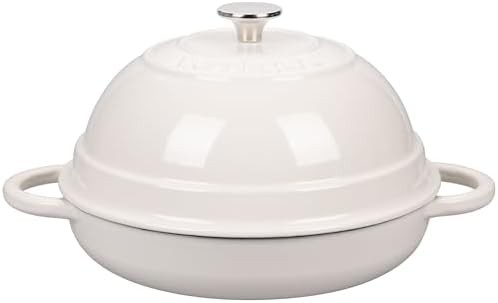 Enameled cast iron 6 quart white dutch oven