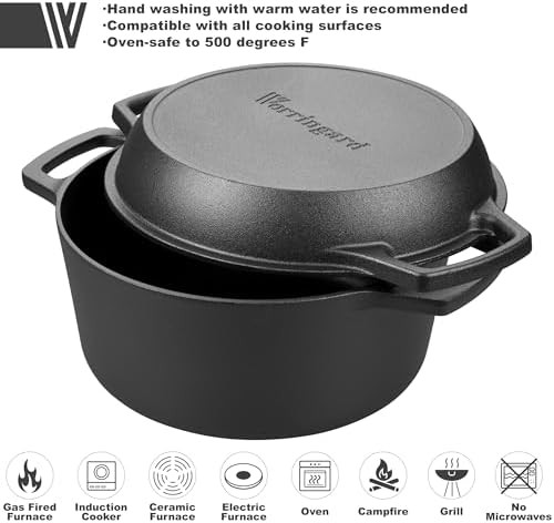 Pre-seasoned cast iron 5 quart double dutch oven — photo 4