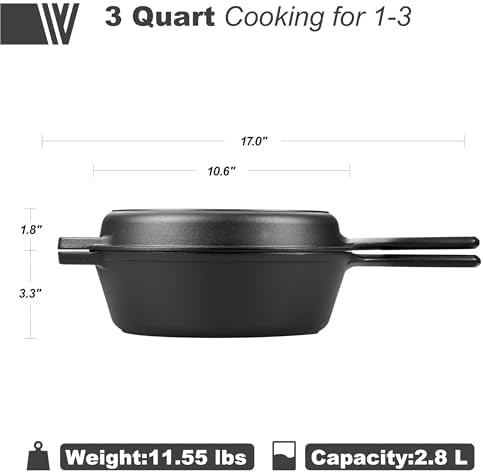 Pre-seasoned cast iron 3 quart shallow dutch oven — photo 3