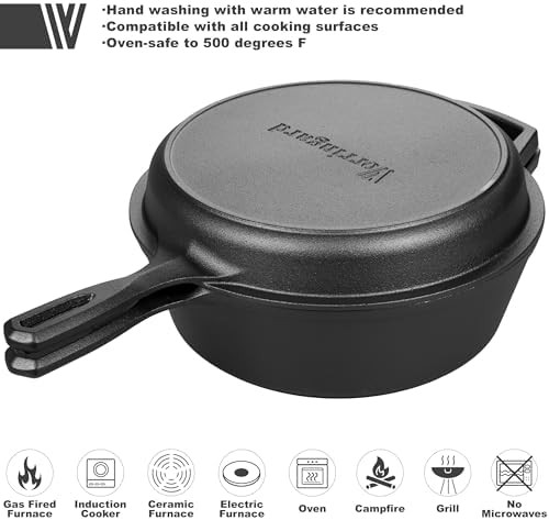 Pre-seasoned cast iron 3 quart shallow dutch oven — photo 4