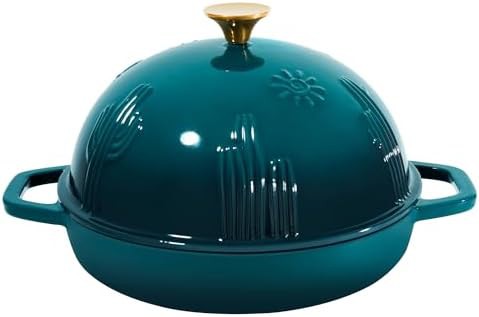 Dark cyan enameled cast iron bread oven