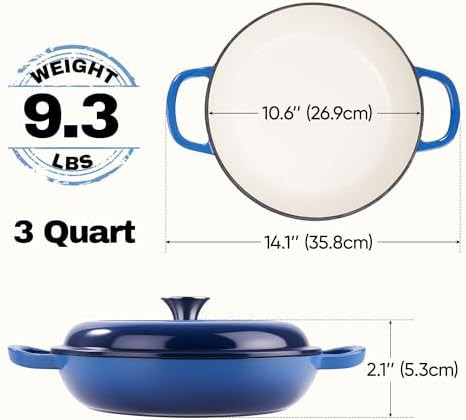 Blue 3 quart enameled cast iron braiser — photo 4