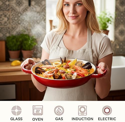 Red 3 quart enameled cast iron braiser — photo 3