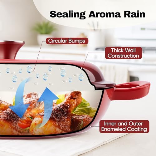 Red 3 quart enameled cast iron braiser — photo 5