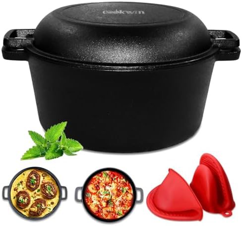 Black pre-seasoned 5.5 quart double dutch oven
