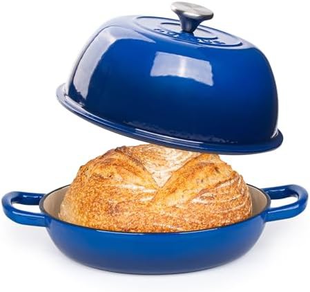 Dark blue 6 quart sourdough bread pot
