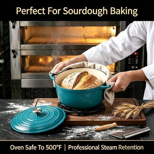 Teal enameled cast iron four piece set — photo 3