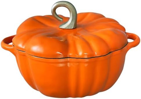 Black pumpkin shaped enameled cast iron pot