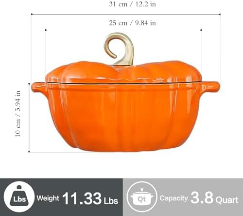 Black pumpkin shaped enameled cast iron pot — photo 5