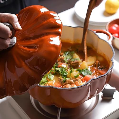Orange pumpkin enameled cast iron pot — photo 4