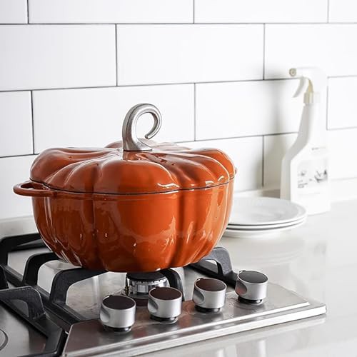 Orange pumpkin enameled cast iron pot — photo 5