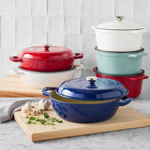 Red 5 quart round enameled cast iron oven — photo 4