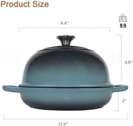 Cyan enameled cast iron bread pot — photo 3