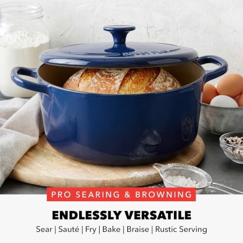 Navy enameled cast iron stew pot — photo 4