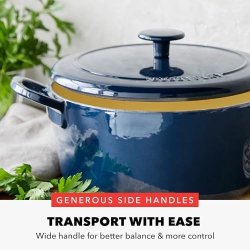 Navy enameled cast iron stew pot — photo 5