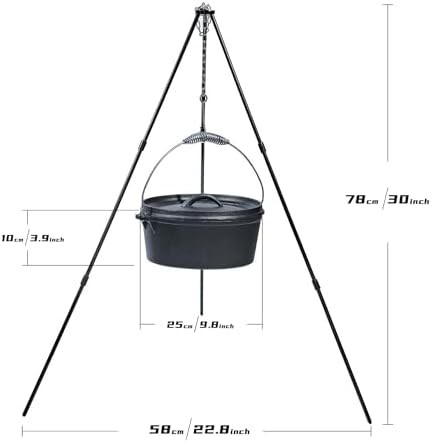 Camping cast iron dutch oven and tripod set — photo 4