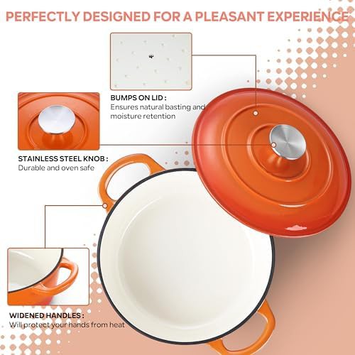 Orange round enameled three quart pot — photo 4