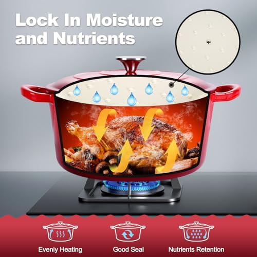 Red enameled cast iron 5 quart pot — photo 5