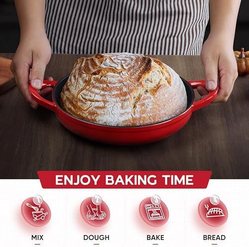 Red artisan bread baker with dome lid — photo 4