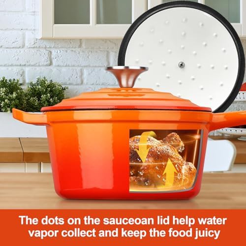 Mini orange enameled iron saucepan — photo 5