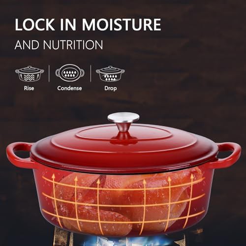 Red oval enameled cast iron oven — photo 4