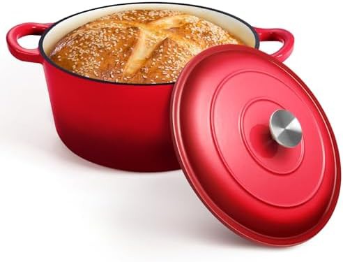 Red enameled cast iron 7 quart pot