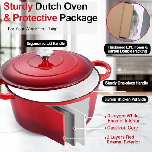 Red enameled cast iron 7 quart pot — photo 3