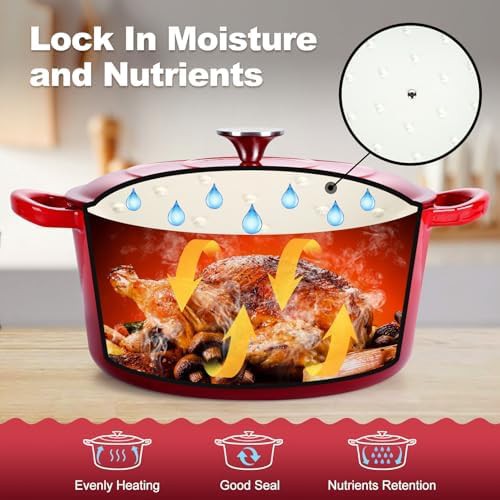 Red enameled cast iron 7 quart pot — photo 5