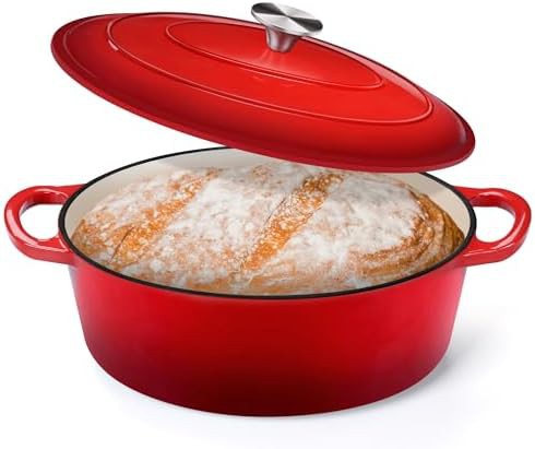Red oval enameled cast iron 5 quart