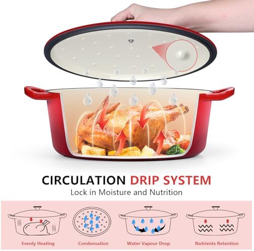 Red oval enameled cast iron 5 quart — photo 4