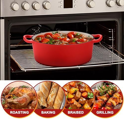 Red oval enameled cast iron seven quart — photo 4