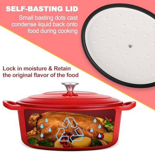 Red oval enameled cast iron seven quart — photo 5