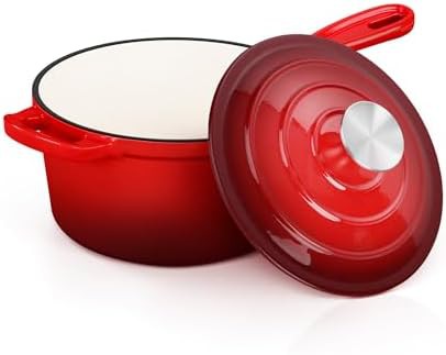Red mini one quart enameled saucepan