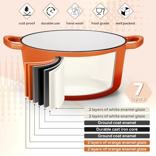 Six quart orange enameled round pot — photo 3
