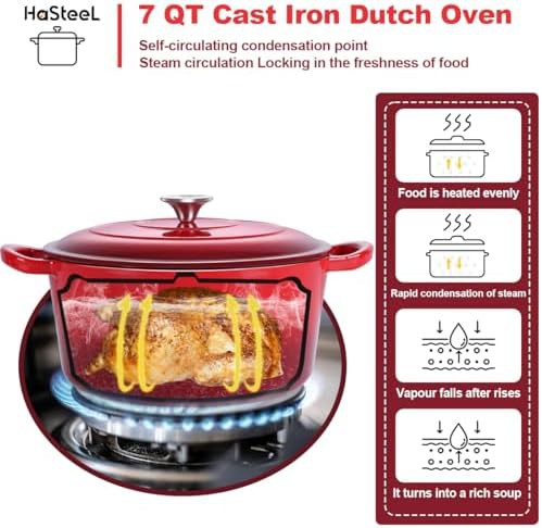 Seven quart red enameled round pot — photo 5