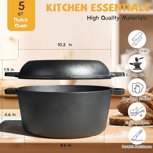 Bigfit 5qt cast iron bread pan with lid — photo 3