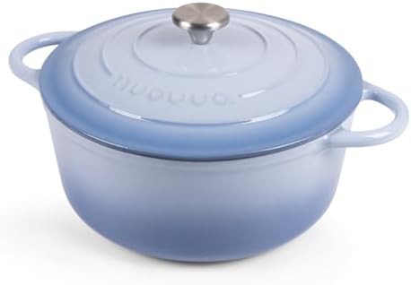 Coastal blue enameled 6.4 quart pot