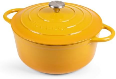 Yellow enameled cast iron 6.4 quart pot
