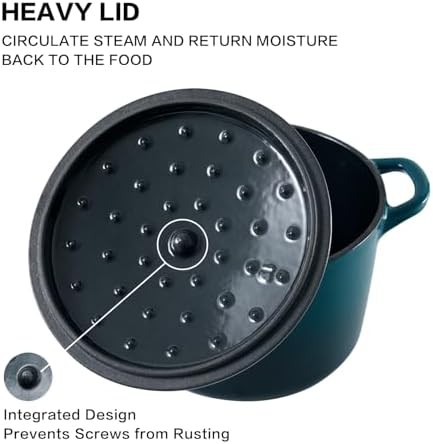 Dark cyan deep cast iron rice pot — photo 3