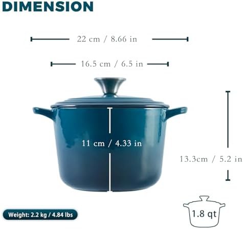 Dark cyan deep cast iron rice pot — photo 4