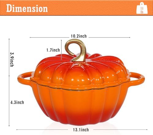 Orange pumpkin 4.5 quart enameled dutch oven — photo 3