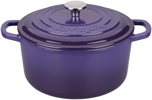 Purple enameled round heavy duty bread oven
