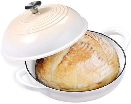 White enameled round bread pot 6 qt