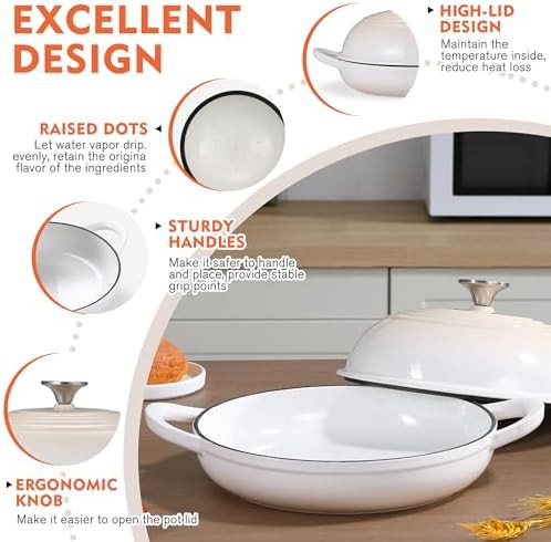 White enameled round bread pot 6 qt — photo 3