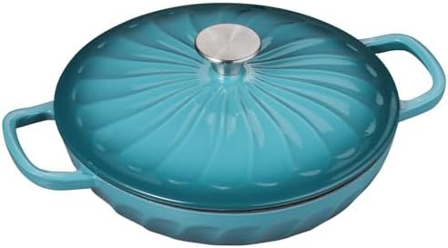 Blue green shallow braiser 3.8 qt