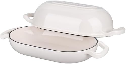 White enameled cast iron loaf bread pan — photo 5